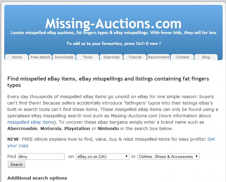 eBay Misspelled search