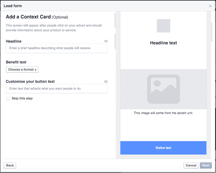 facebook add a context card